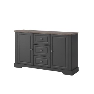Buffet bas - Gris mat et plateau décor bois - Classique - DESSY - L 1