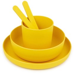 MILL'O BÉBÉ - ASSIETTE 100% BIOSOURCÉE ET BIODÉGRADABLE - SANS BPA - MICRO-ONDABLE - JAUNE d 17,8 x h 2,2 cm