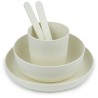 MILL'O BÉBÉ - SET VAISSELLE (ASSIETTE, BOL, GOBELET, CUILLERE, FOURCHETTE) BIODÉGRADABLE - SANS BPA - MICRO-ONDABLE - BLANC