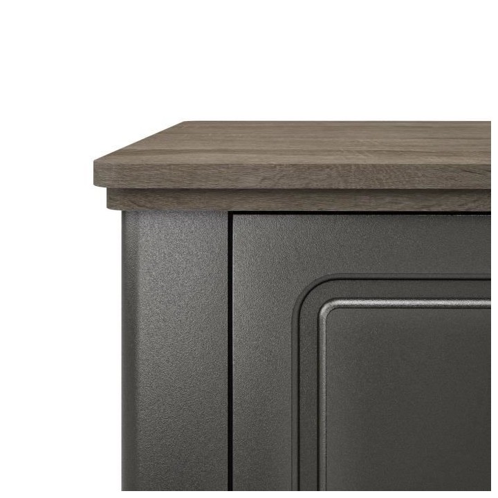 Buffet bas - Gris mat et plateau décor bois - Classique - DESSY - L 1
