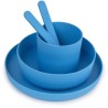 MILL'O BÉBÉ - SET VAISSELLE (ASSIETTE, BOL, GOBELET, CUILLERE, FOURCHETTE) BIODÉGRADABLE - SANS BPA - MICRO-ONDABLE - BLEU