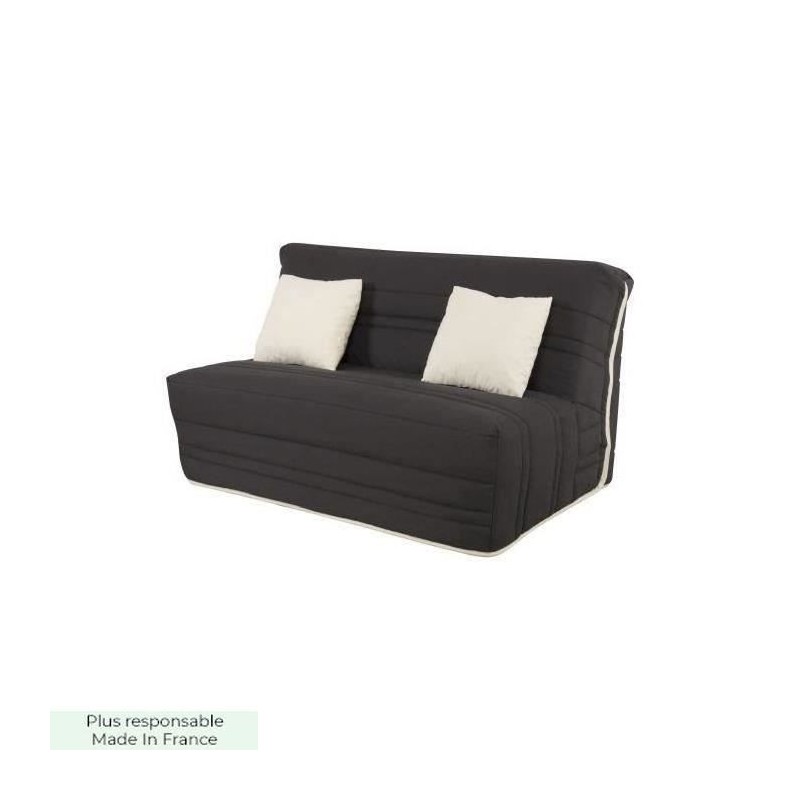 SIMMONS Banquette BZ avec matelas - Tissu Noir - Made in France - L 144 x P 109 x H 90 cm - MILLENIUM