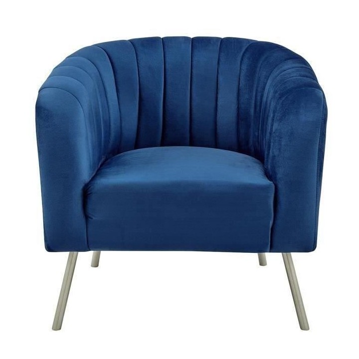 Fauteuil en Velours Emeraude - Pieds en bois naturel - L 79 x P 70 x H