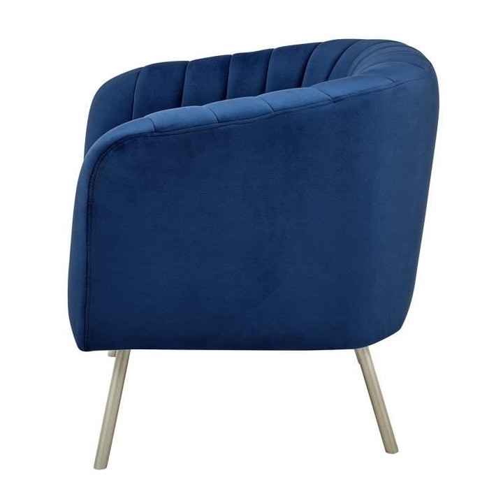 Fauteuil en Velours Emeraude - Pieds en bois naturel - L 79 x P 70 x H