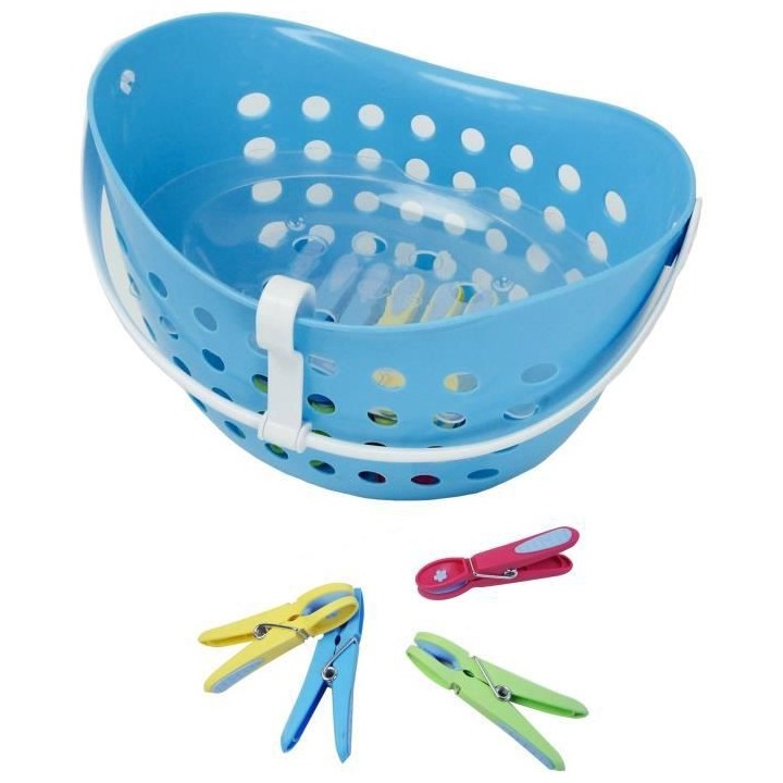 MINKY L7562524 Panier a pinces a linge + 24 pinces antiglissantes