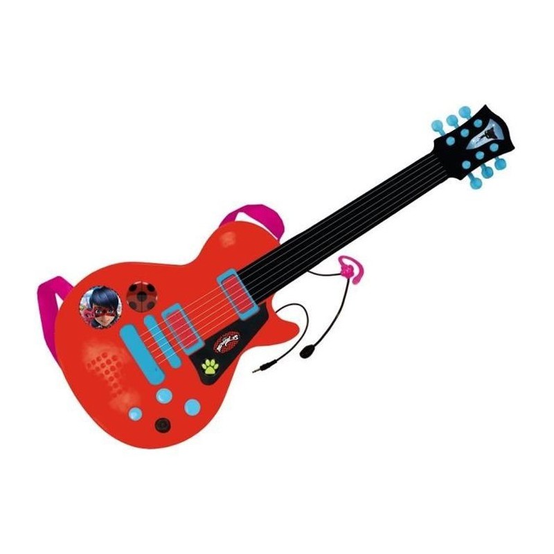 MIRACULOUS/LADYBAG Guitare électronique avec microphone - 8 mélodies - 6 cordes - A piles