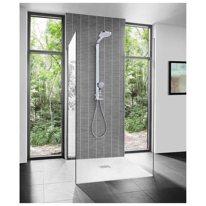 MITOLA Receveur de douche carré a poser Liwa - 80 x 80 cm - Résine c