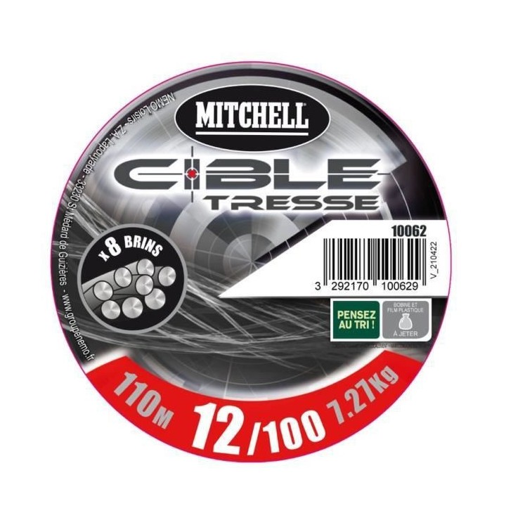 MITCHELL - Tresse grise - 8 brins - 110 m - 12/100