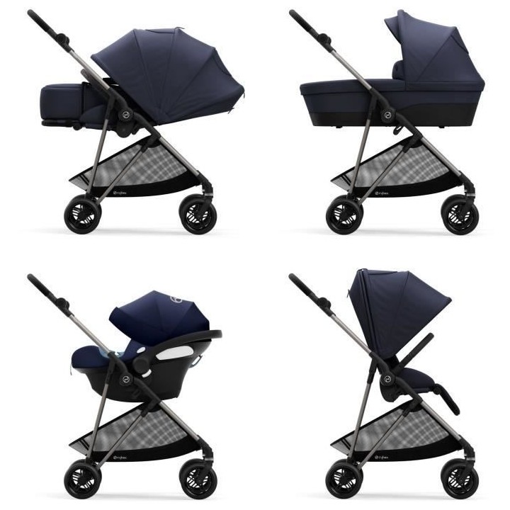 CYBEX Poussette Melio - Des la naissance - Jusqu'a 15kg - Taupe/Bleu m