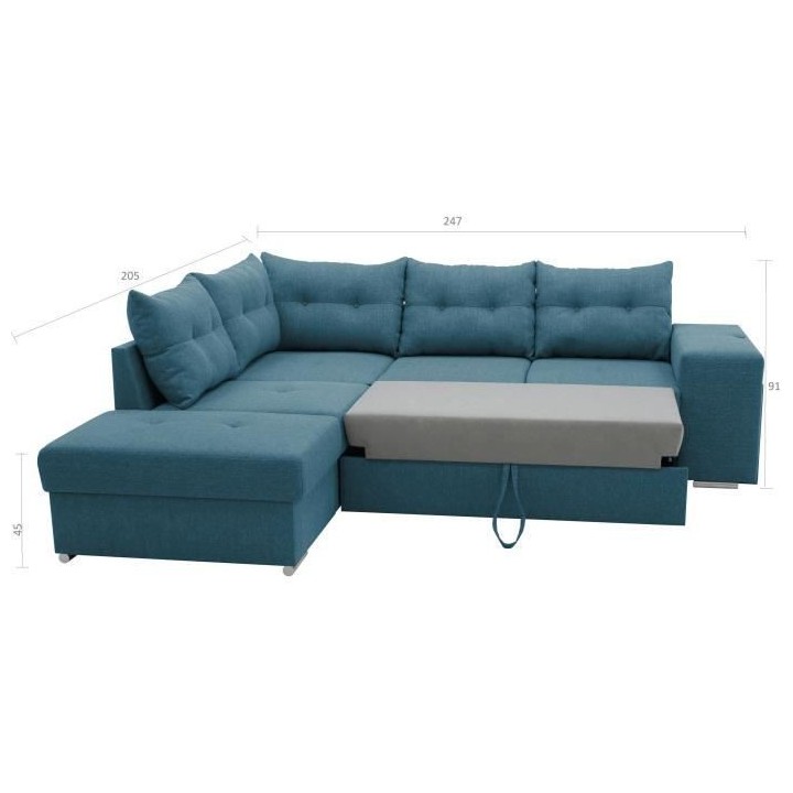 Canapé angle convertible réversible 7 places MITCHELL - Coffre, 2 po