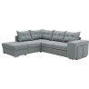 Canapé angle convertible réversible 7 places MITCHELL - Coffre, 2 poufs, prise 2 ports USB - Tissu Gris - L 247 x P 205 x H 91