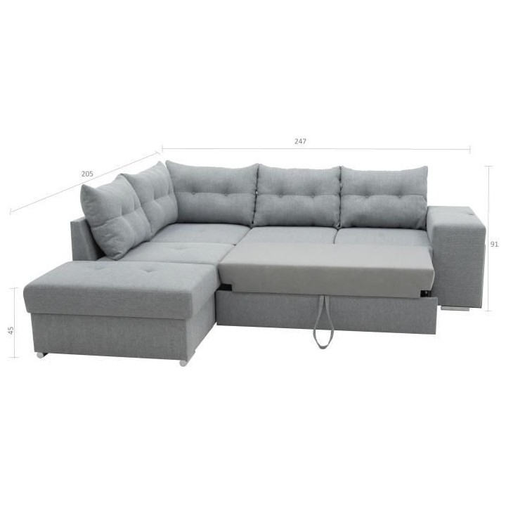 Canapé angle convertible réversible 7 places MITCHELL - Coffre, 2 po