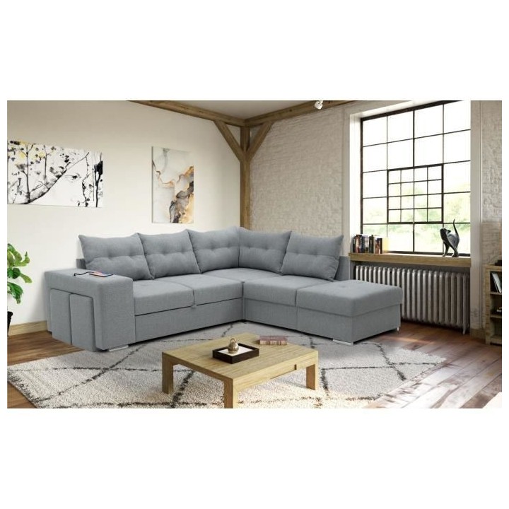 Canapé angle convertible réversible 7 places MITCHELL - Coffre, 2 po