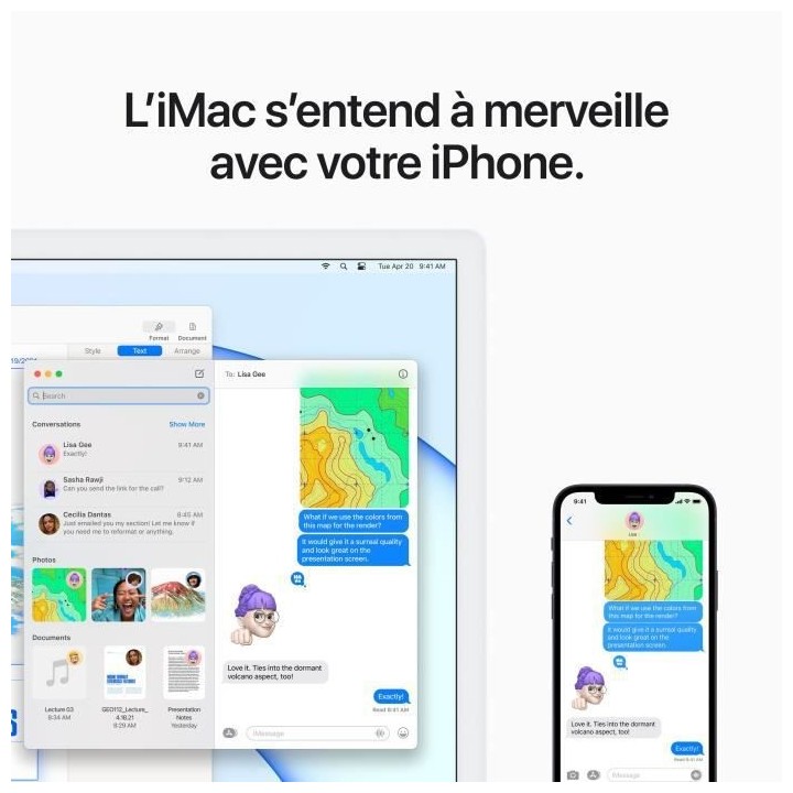 Apple - 24 iMac Retina 4,5K (2021) - Puce Apple M1 - RAM 8Go - Stockag