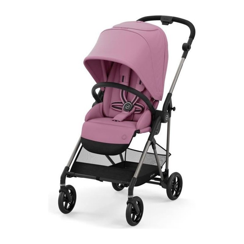 CYBEX Poussette Melio - Des la naissance - Jusqu'a 15kg - Taupe/Magnolia rose