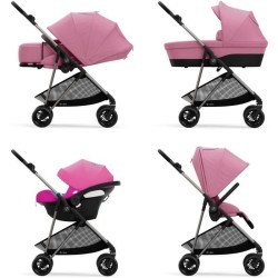 CYBEX Poussette Melio - Des la naissance - Jusqu'a 15kg - Taupe/Magnolia rose