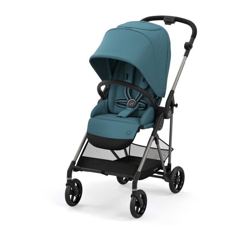 CYBEX Poussette Melio - Des la naissance - Jusqu'a 15kg - Taupe/Bleu river