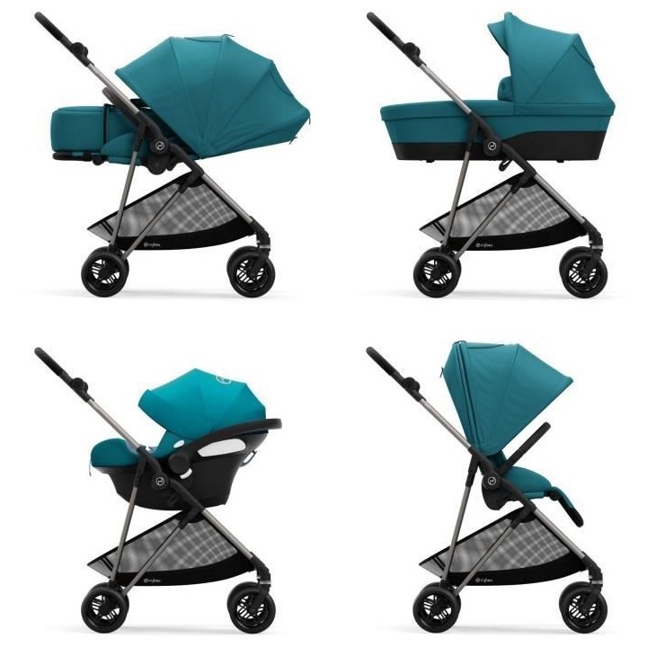 CYBEX Poussette Melio - Des la naissance - Jusqu'a 15kg - Taupe/Bleu r