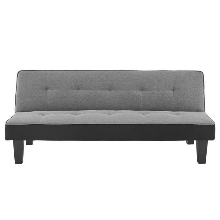 CELIA Banquette Clic-Clac 3 places contemporain capitonné - Tissu gri