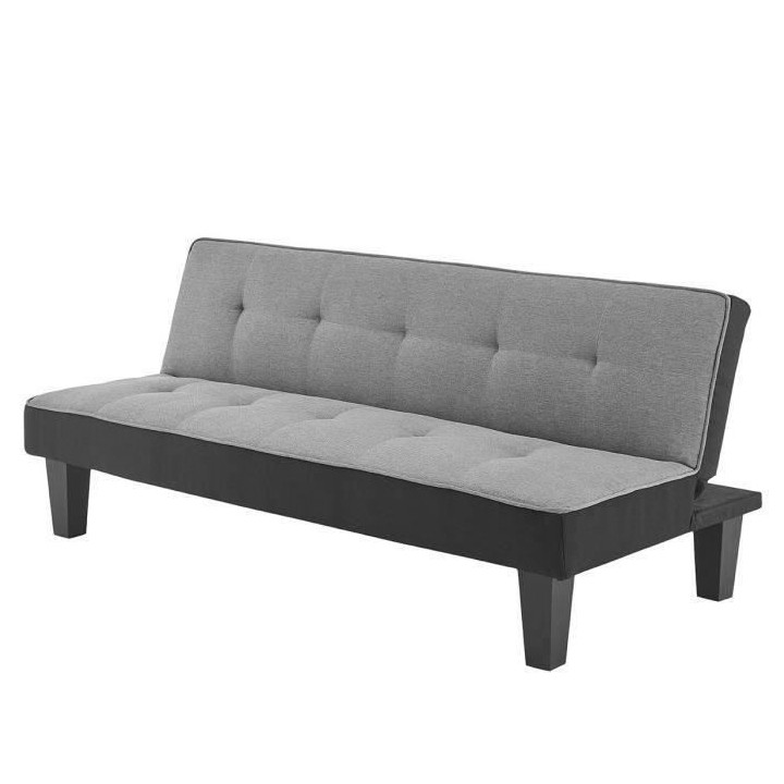 CELIA Banquette Clic-Clac 3 places contemporain capitonné - Tissu gri