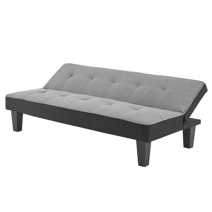 CELIA Banquette Clic-Clac 3 places contemporain capitonné - Tissu gri