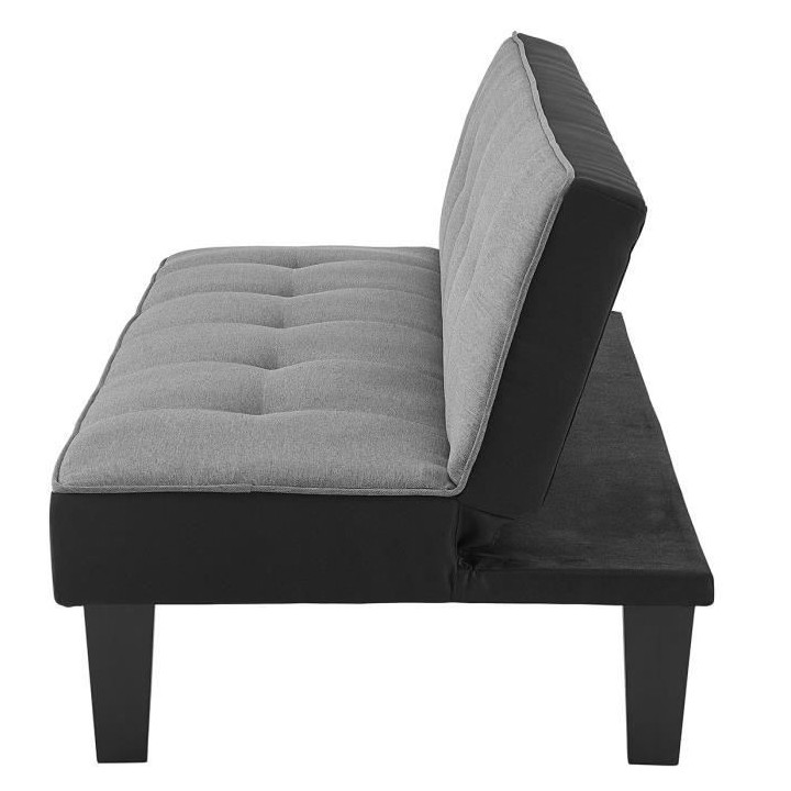 CELIA Banquette Clic-Clac 3 places contemporain capitonné - Tissu gri