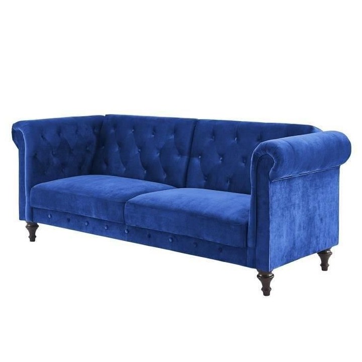 CESAR Canapé convertible Clic-Clac 3 places chesterfield - Velours bl