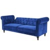 CESAR Canapé convertible Clic-Clac 3 places chesterfield - Velours bleu - L 217 x P 89 x H 86 cm