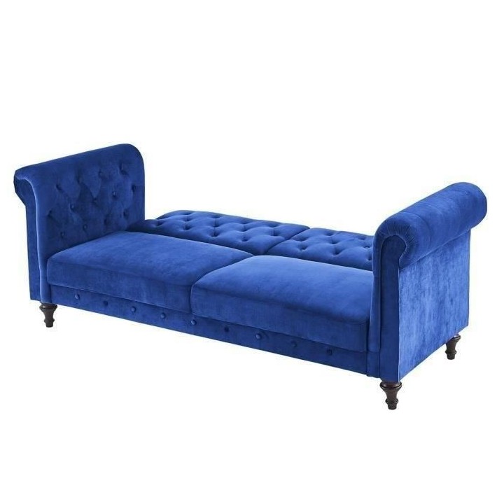 CESAR Canapé convertible Clic-Clac 3 places chesterfield - Velours bl