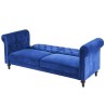 CESAR Canapé convertible Clic-Clac 3 places chesterfield - Velours bleu - L 217 x P 89 x H 86 cm