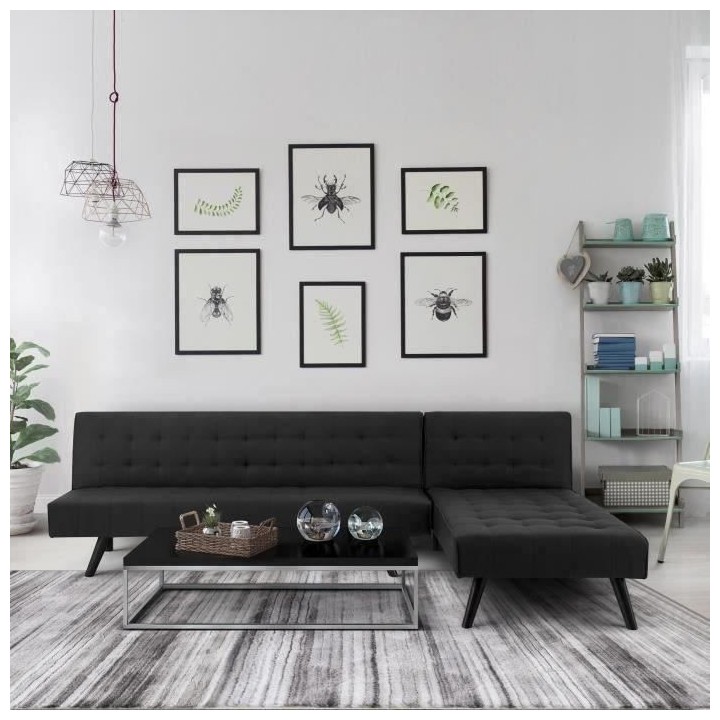 Canapé d'angle Clic-Clac réversible contemporain 3 places - Tissu no