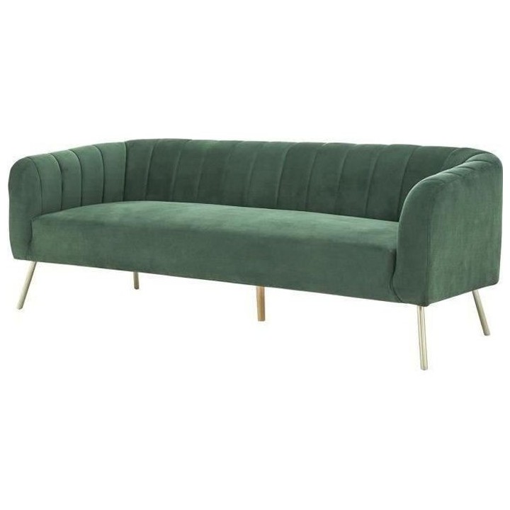 Canapé rétro - 3 places - Velours bleu vert - Style chic - L 207 x P