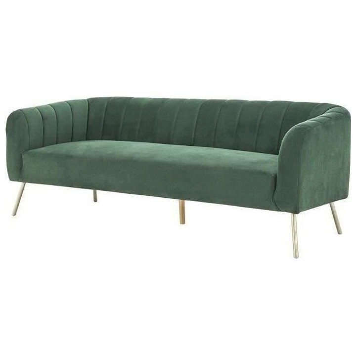 Canapé rétro - 3 places - Velours bleu vert - Style chic - L 207 x P