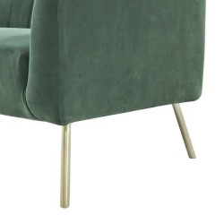 Canapé rétro - 3 places - Velours bleu vert - Style chic - L 207 x P 87 x H 77 cm - MATHIS - Structure bois massif