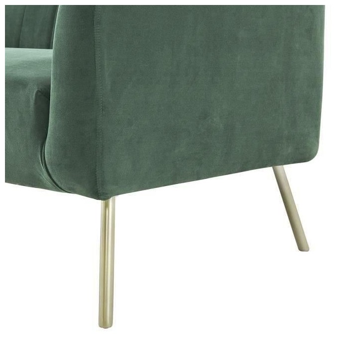 Canapé rétro - 3 places - Velours bleu vert - Style chic - L 207 x P