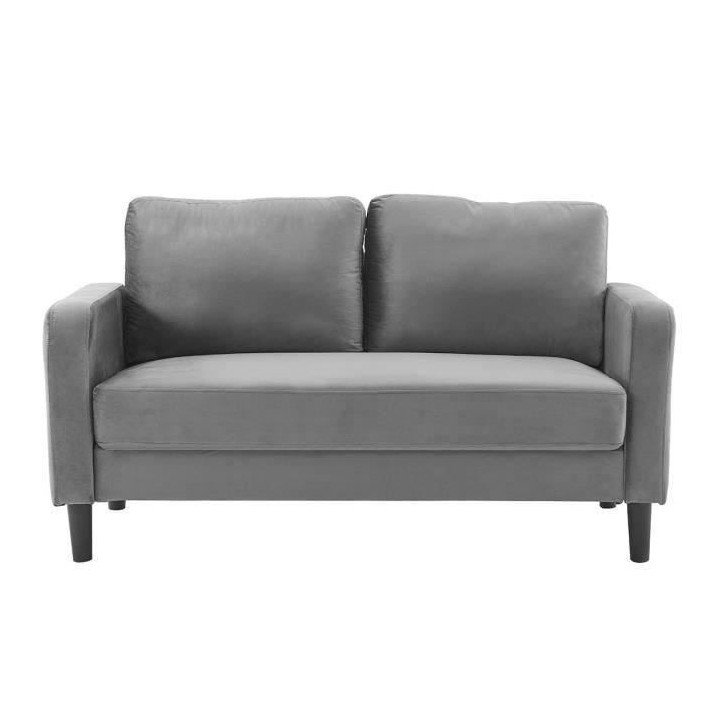 Canapé 2 places - Tissu Gris foncé - L 150 x P 80 x H 85 cm - KENT