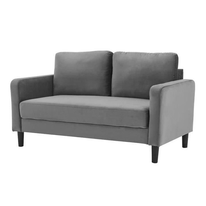 Canapé 2 places - Tissu Gris foncé - L 150 x P 80 x H 85 cm - KENT