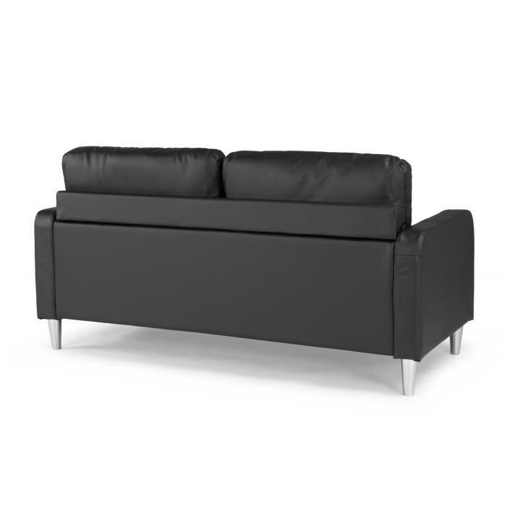 Canapé 3 places - Simili Noir - KENT - L 175 x P 80 x H 85 cm