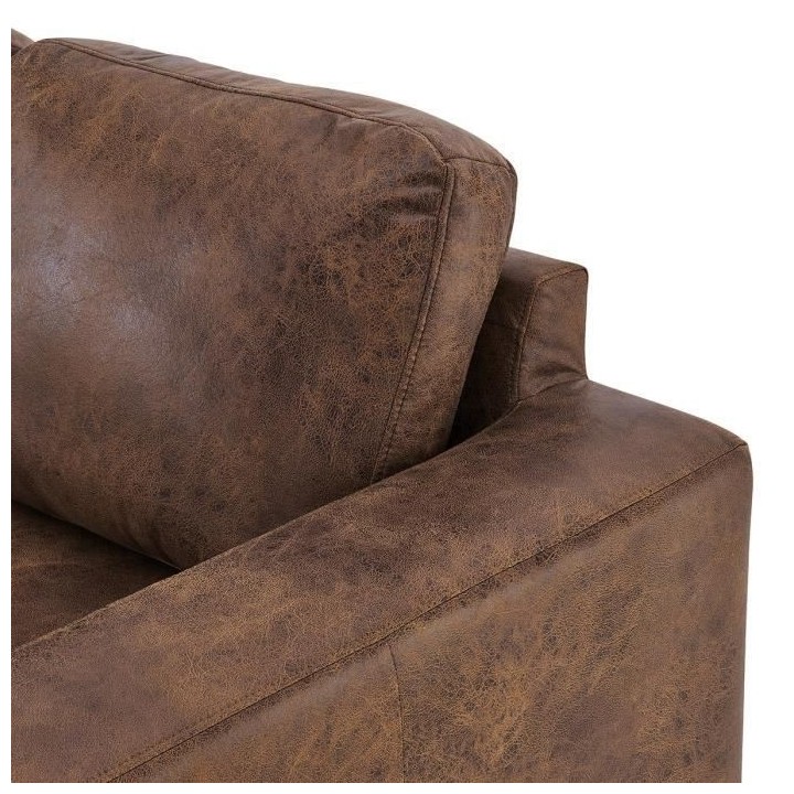 Ensemble de canapés fixes 3 et 2 places - Simili marron - Vintage - L