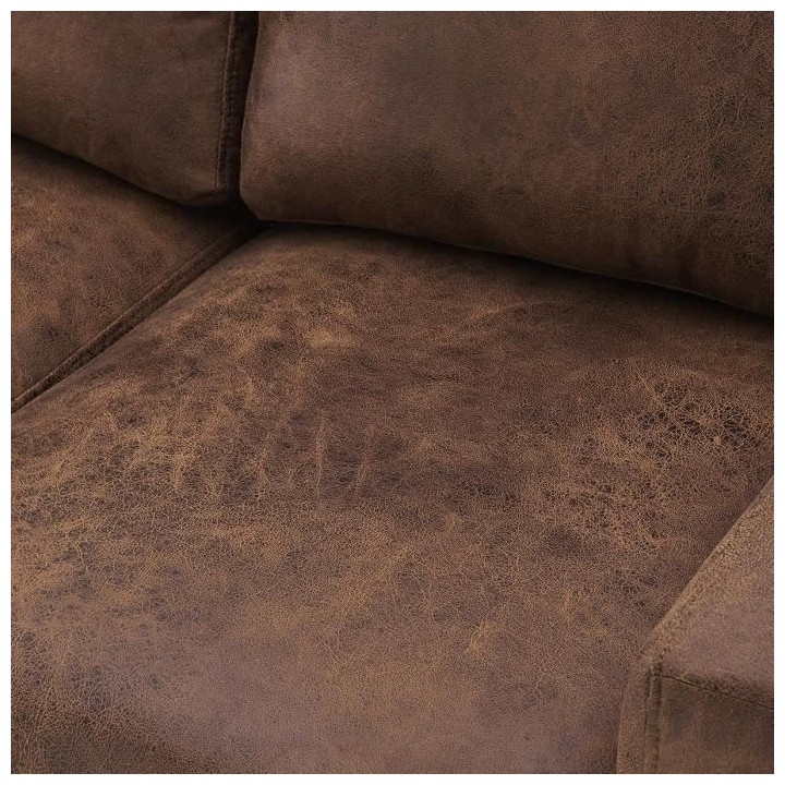 Ensemble de canapés fixes 3 et 2 places - Simili marron - Vintage - L