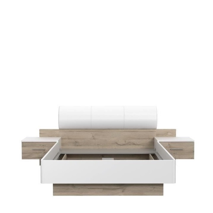MOROLLA Lit adulte 140x190 cm avec 2 chevets + tete de lit en simili -