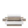 MOROLLA Lit adulte 140x190 cm avec 2 chevets + tete de lit en simili - Blanc