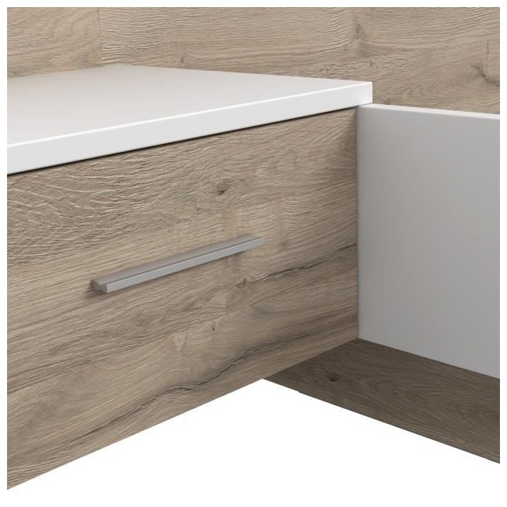 MOROLLA Lit adulte 140x190 cm avec 2 chevets + tete de lit en simili -