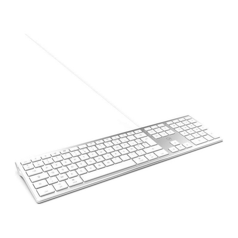 MOBILITY LAB ML304304 – Clavier Design Touch Filaire avec 2 USB pour Mac – AZERTY – Blanc et argenté