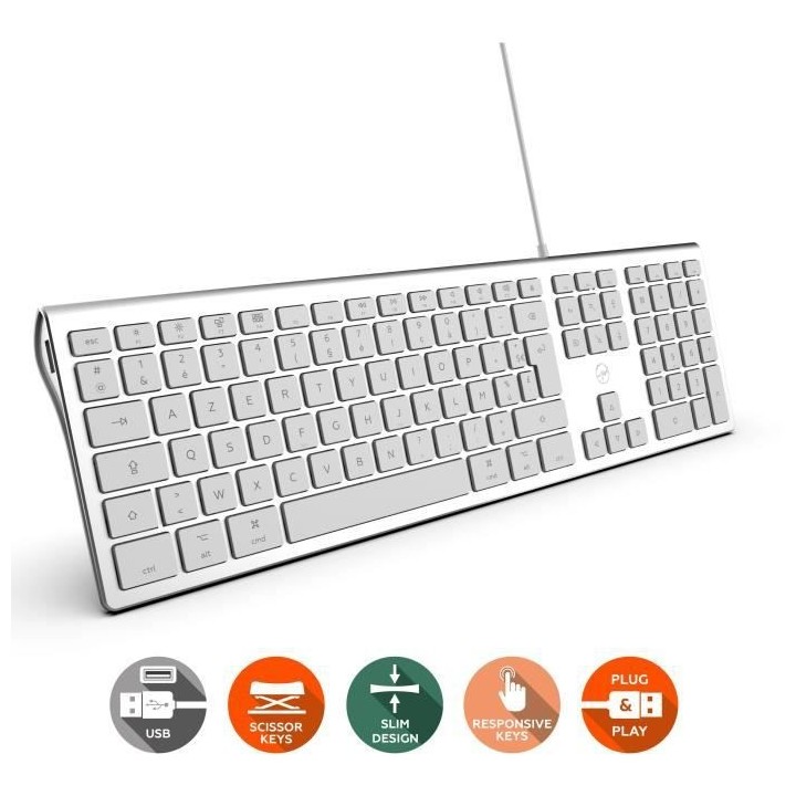 MOBILITY LAB ML304304 – Clavier Design Touch Filaire avec 2 USB pour