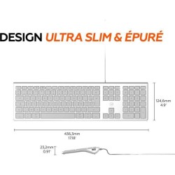 MOBILITY LAB ML304304 – Clavier Design Touch Filaire avec 2 USB pour Mac – AZERTY – Blanc et argenté