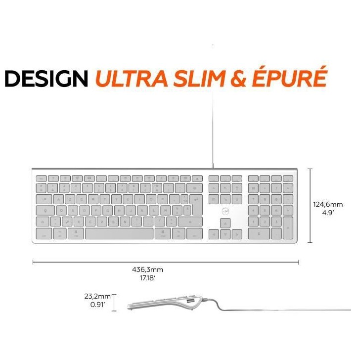 MOBILITY LAB ML304304 – Clavier Design Touch Filaire avec 2 USB pour