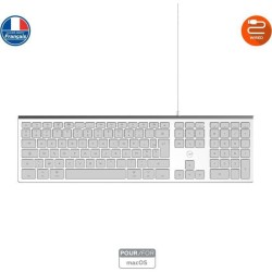 MOBILITY LAB ML304304 – Clavier Design Touch Filaire avec 2 USB pour Mac – AZERTY – Blanc et argenté