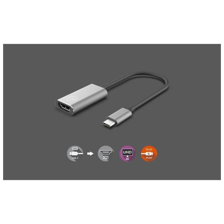 Mobility Lab - ML310442 - Adaptateur USB-C vers HDMI 30Hrz - Gris sid