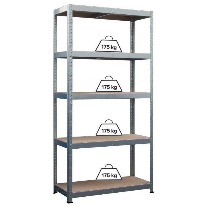 Etagere charges lourdes 5 plateaux - L90 x P40 x H180 cm - 175 kg / pl